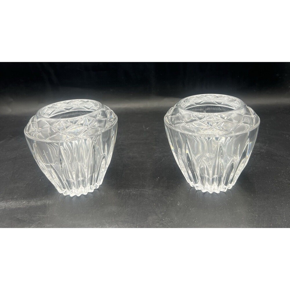 VTG Princess House Royal Highlights Lead Crystal Votive Candle Holders Set of 2